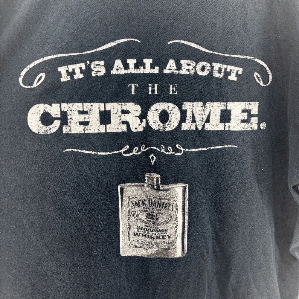 Vintage Jack Daniels T Shirt Size XL It's All About The Chrome Whisky Flask
